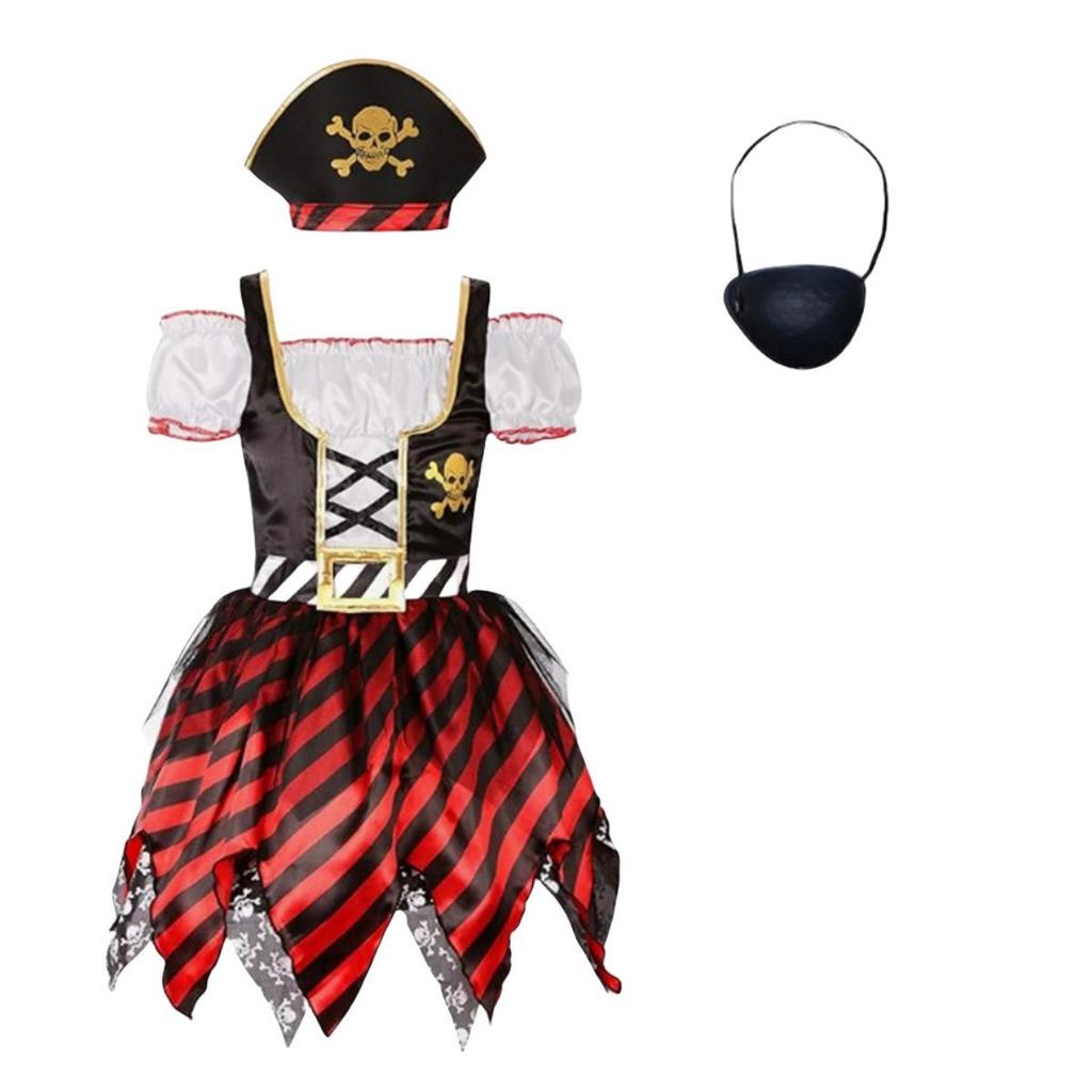 Captain Jack Sparrow Pirate Costume for Kids - 3-Piece Halloween Cosplay Outfit