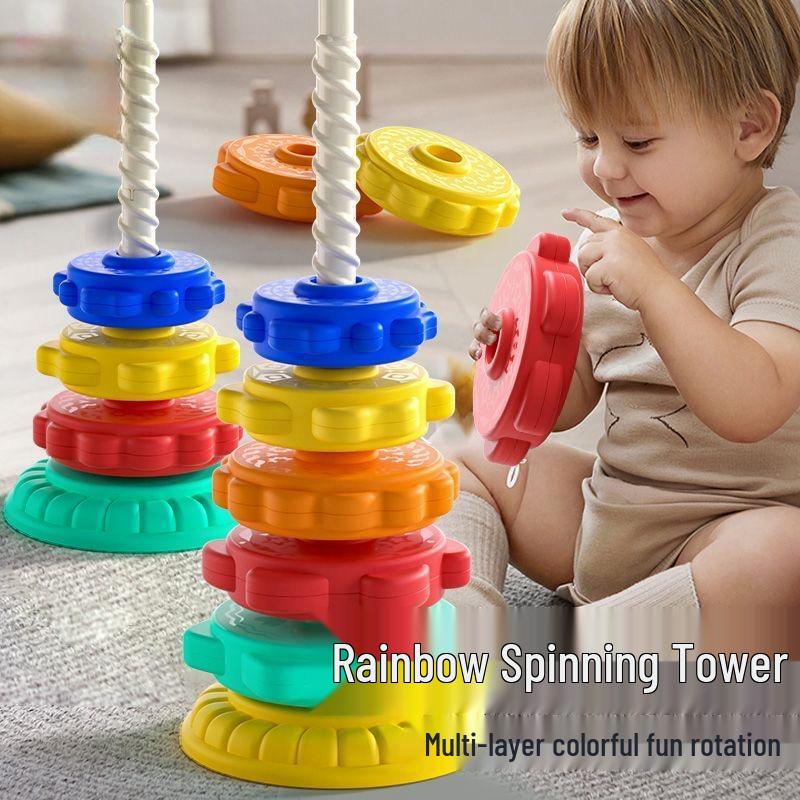 Colorful Baby Stacking Rings - Rainbow Spinner Tower Educational Toy for Infants and Toddlers