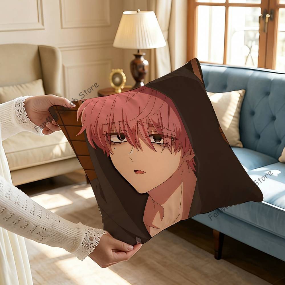 TTamon  Anime Fukuhara Pillow Covers Cartoon Sofa Decorative Home Doublesided Printing Short Plush Cute Cushion Cover