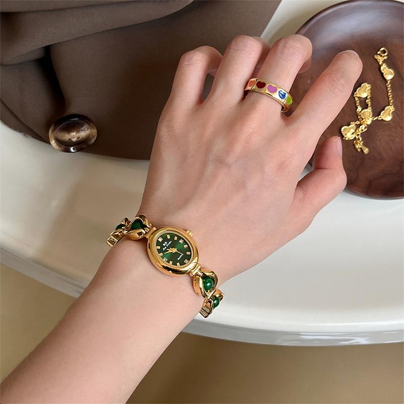 Retro Small Dial Watches for Women With Gemstone, Luxurious Design, High-quality, Exquisite Bracelet, Ladies' Clock Wristwatch