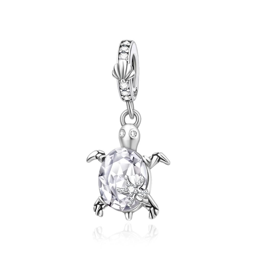 New Summer Ocean Colorful Crystal Murano Glass Sea Turtle Dangle Charm Fits Original Bracelet Copper Fine Jewelry