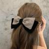Houndstooth Ribbon Velvet Big Size Hairpin Automatic
