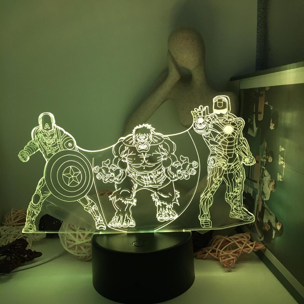 3D Avengers Iron Man & Captain America LED Night Light for Kids