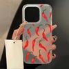 A Cartoon Red Chili Pepper Patterned Matte Soft Phone Case For iPhone 17 Pro Max 16 15 14 13 12 11 XS X XR 7 8 Plus 17 Air Cover