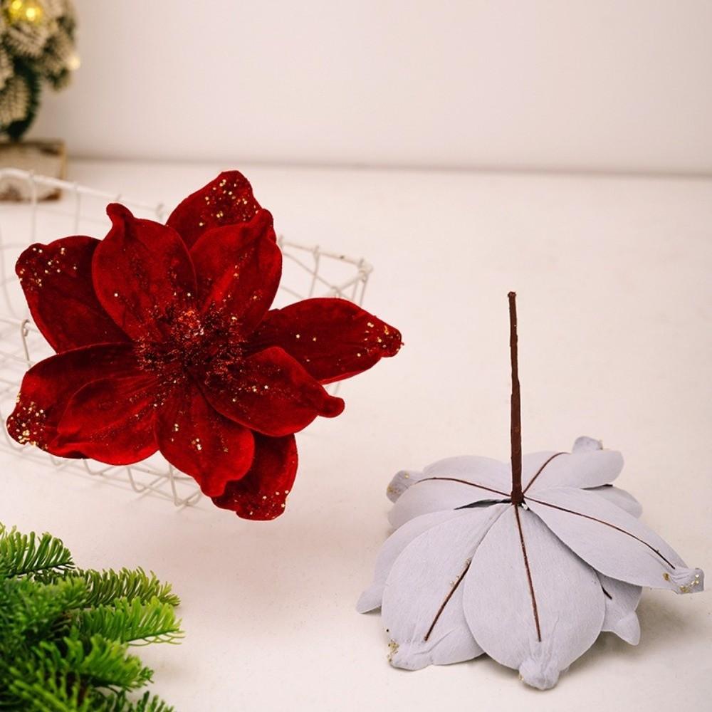 Neue 26CM Künstliche Weihnachtssternblume Glitzer Pailletten Simulationsblumen Funkelnde Pailletten Blume Weihnachtsdekoration