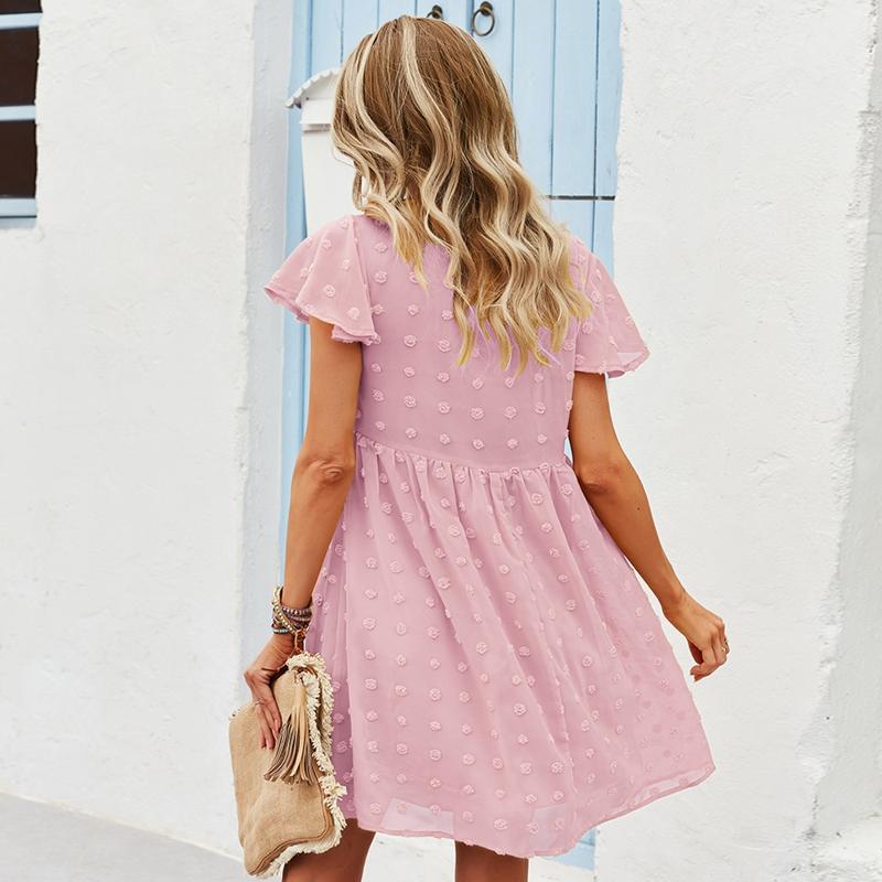 Sommer Herbst Feste Kurze Kleid Frauen Casual V-ausschnitt Kurze Schmetterling Hülse Verband Hohe Taille S-XL