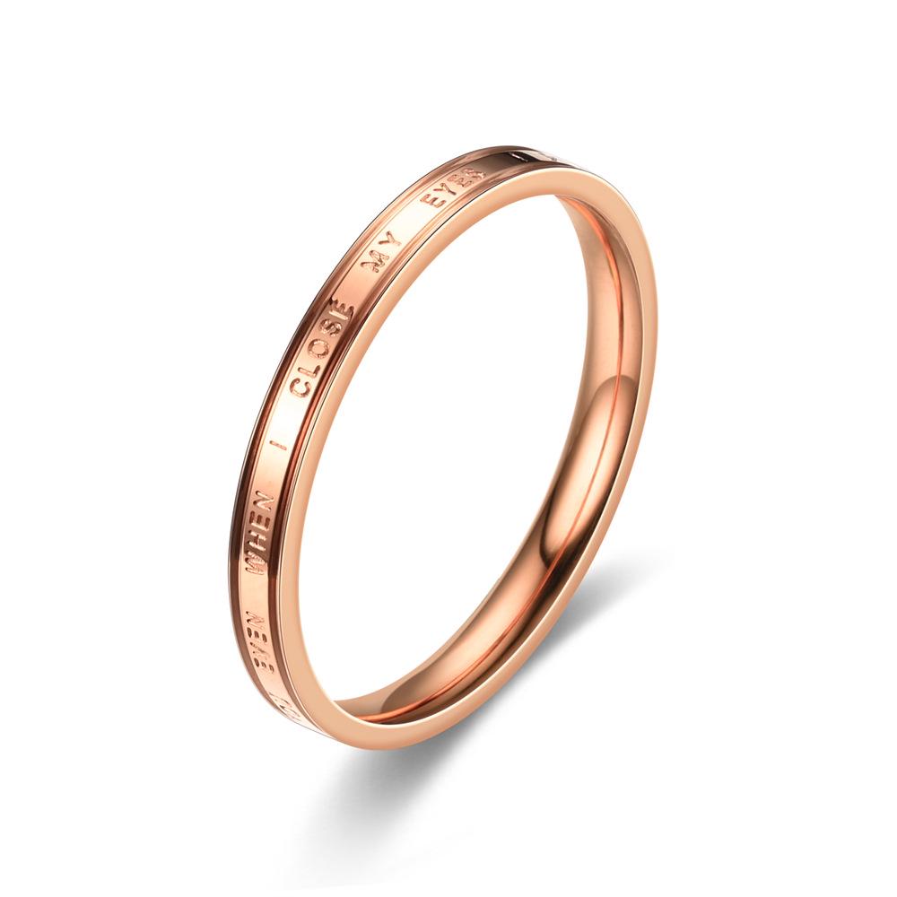 Minimalist Titanium Steel English Letter Ring for Women - Non-Fading, Light Luxury, Perfect for Couples