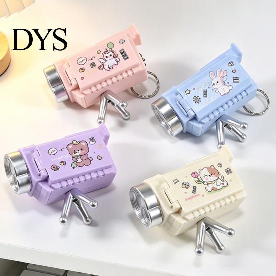 Emergency Makeup Mirror Mini Projector Keychain for Kids Cute Camera Toy with 16 Patterns Light Foldable Stand & Creative Small Gift Students