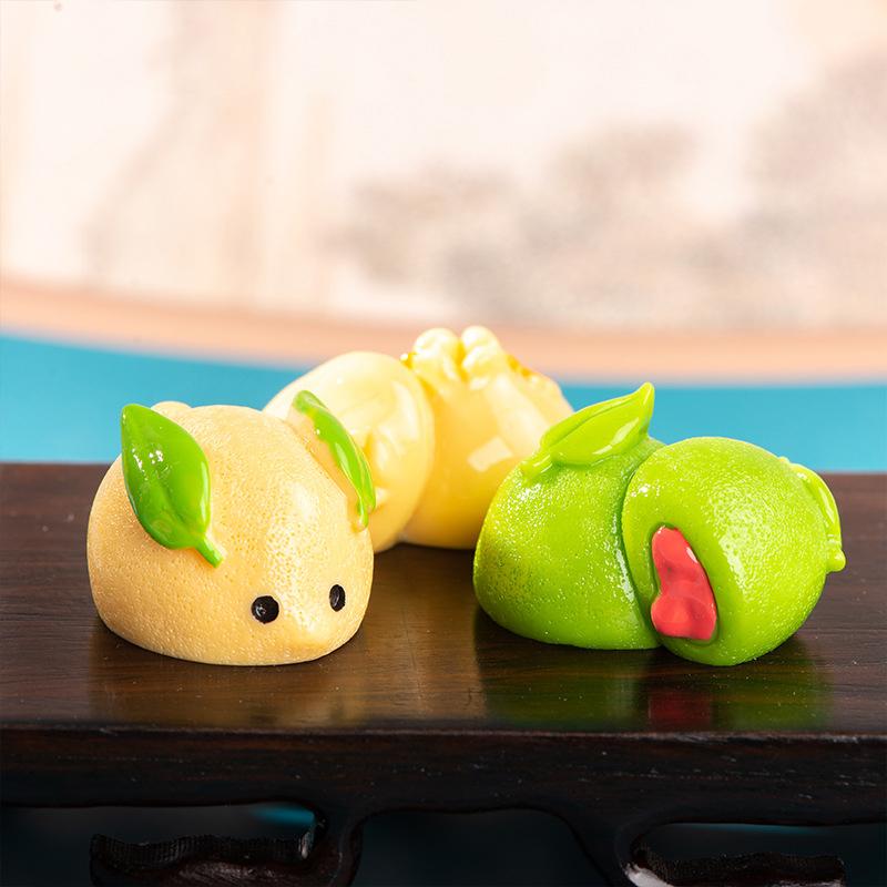 Creative Chinese Pastry Figurine Crafts Cute Cartoon Fruit Food Resin Ornaments