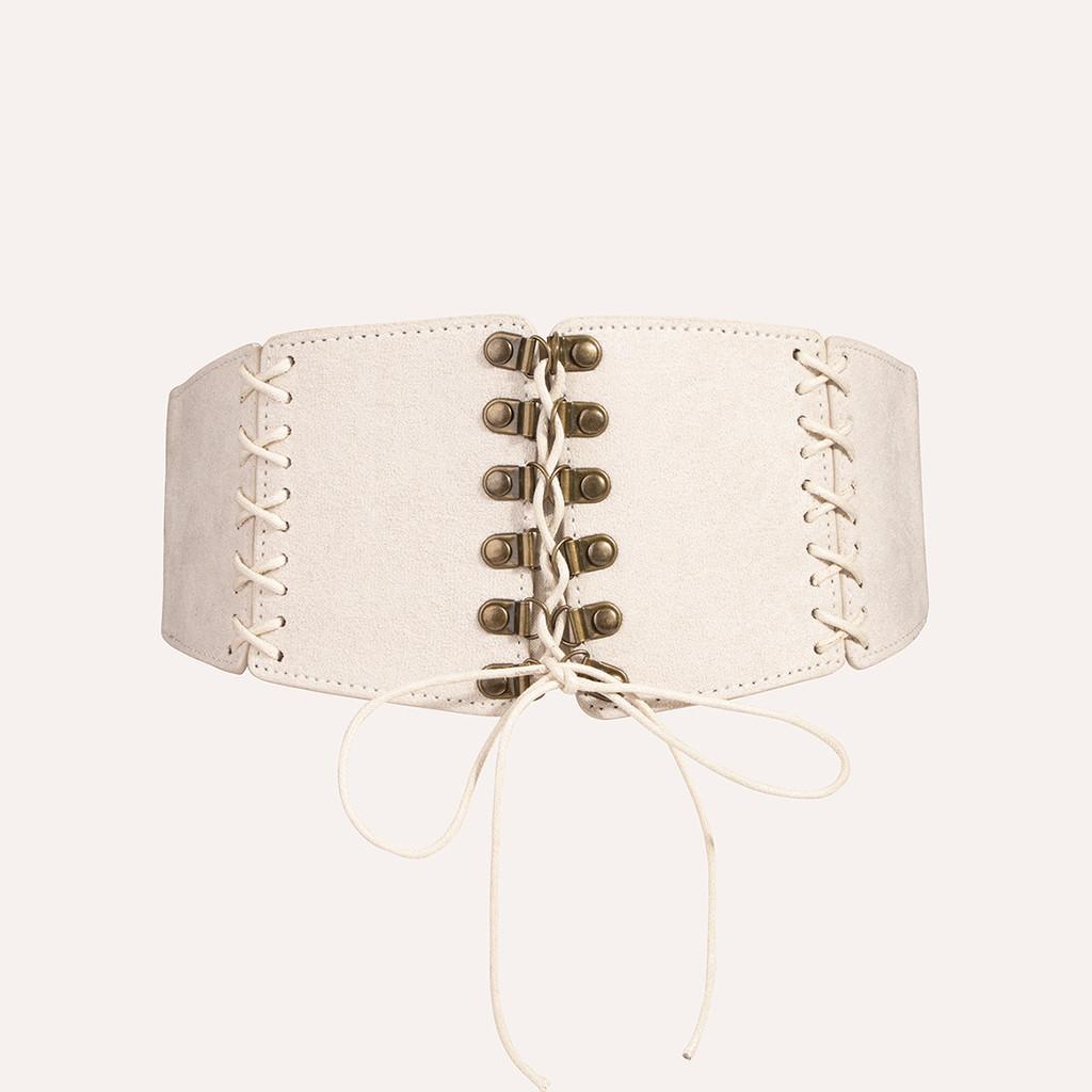 

Sable Suede Leather Waist Belt With Iron Buckle For Winter Coat Styling