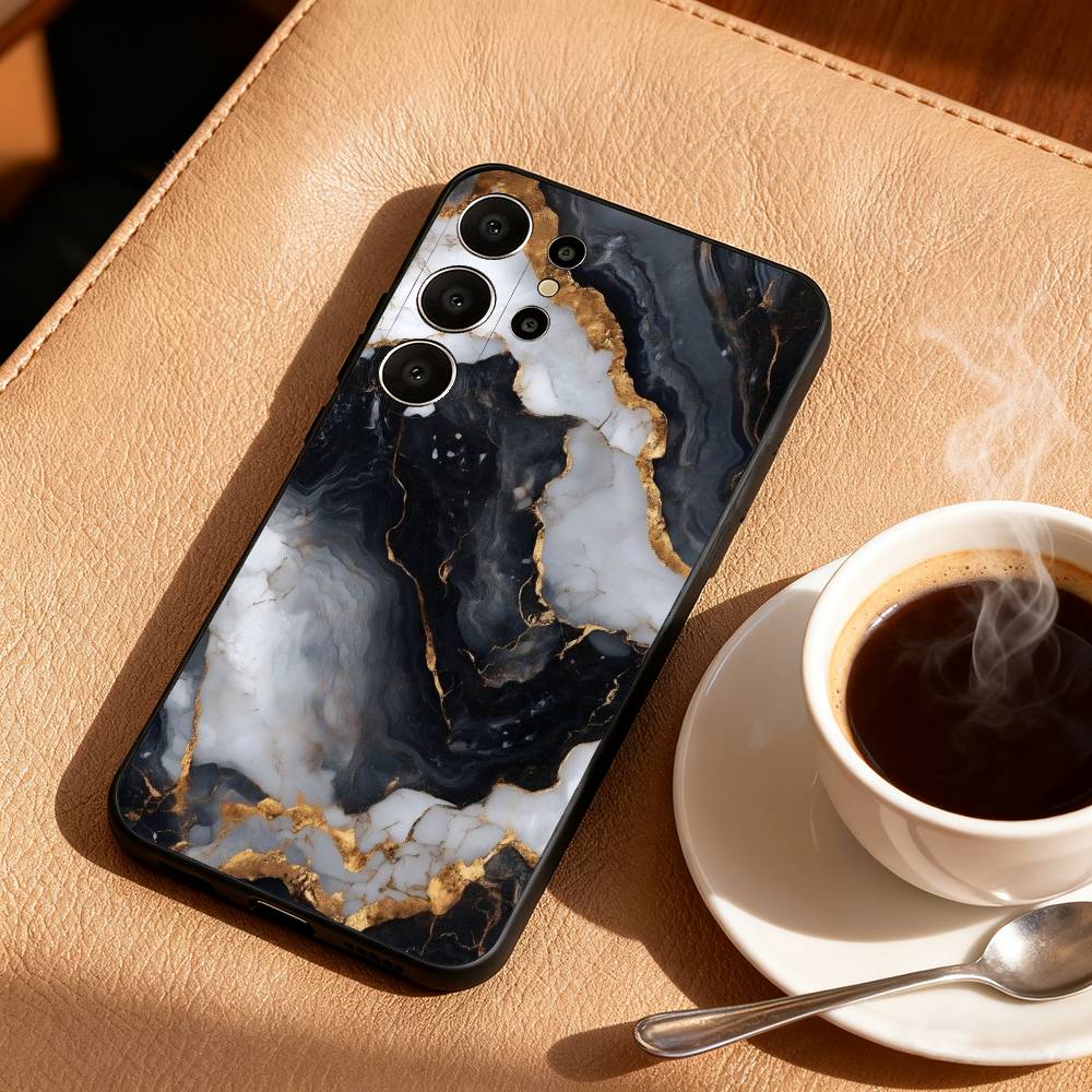 Schwarzes Gold Marmormuster Handyhülle Für Samsung S26,S25,S24,S21,S22,S23,S30,Ultra,S20,FE,Lite,10,9,Schwarzes Cover