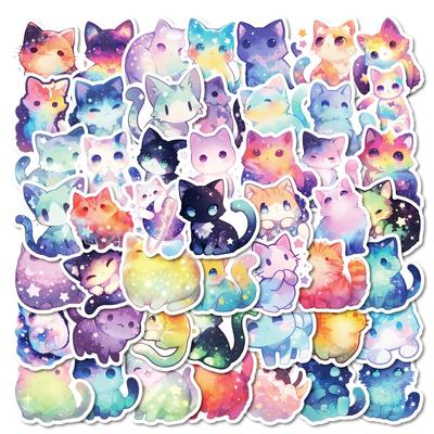 50 Adorable Dreamy Sky Cat Stickers for Decorating Laptops, Water Bottles, and More – Waterproof and Creative Decals.