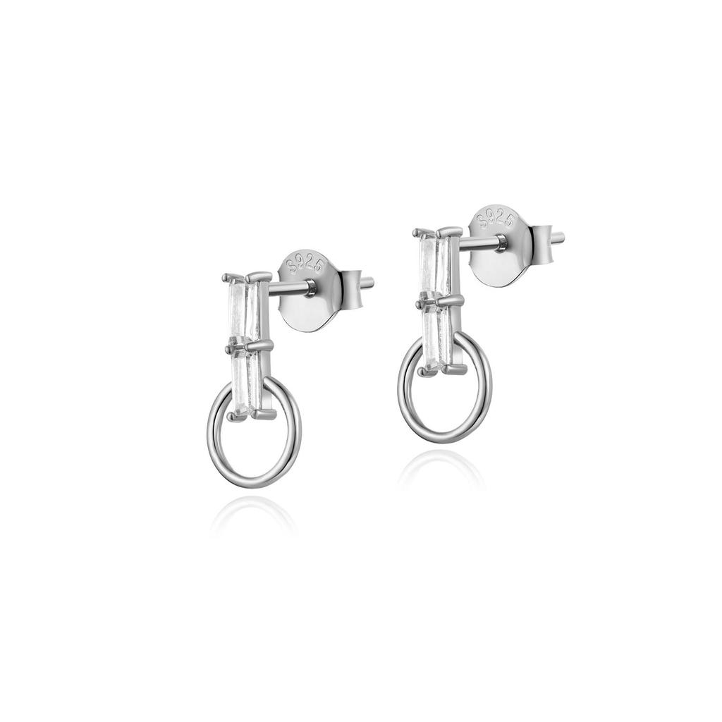 ANDYWEN 925 Sterling Silver Circle Zircon CZ Luxury Stud Earring Fine Jewelry