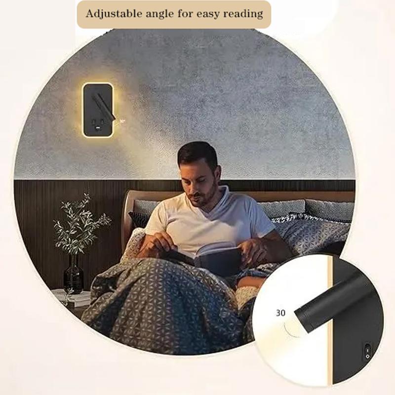 LED USB Charging Wall Lamp With Dual Control Switch, Lamp Head Can Rotate 330 ° For Indoor Bedside Corridor Lighting