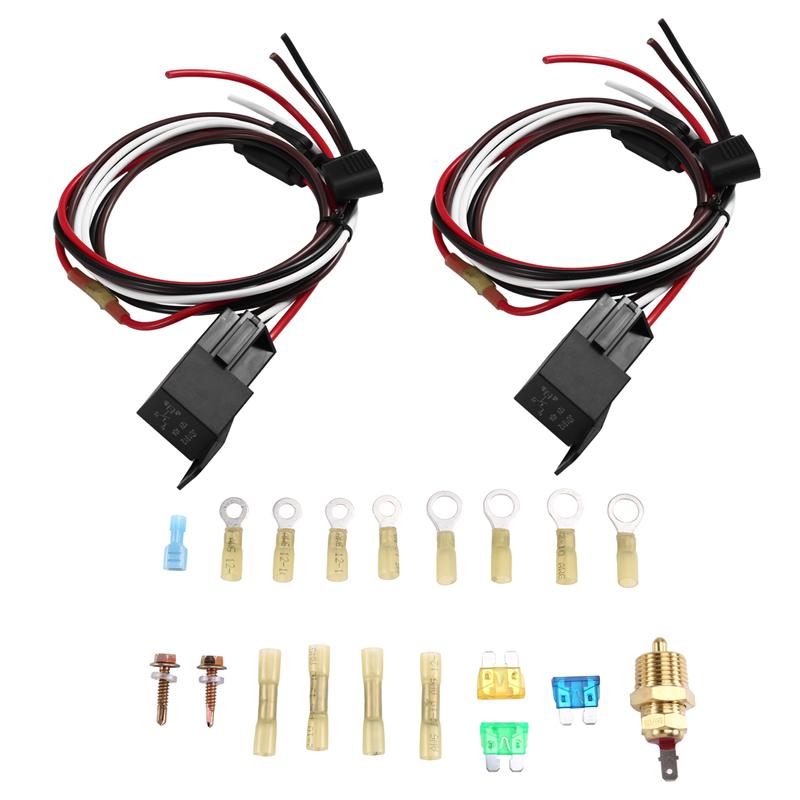 L10A Dual Electric Fan Relay Kit Radiator Electric Cooling Fan Thermostat Kit 40 AMP Waterproof Relay Kit