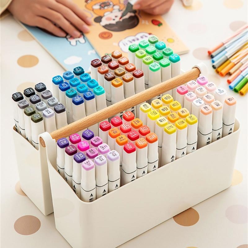 Practical Storage Box with Wooden Handle Multi Compartment Table Storage Box for Sorting Stationery Notebooks Folders