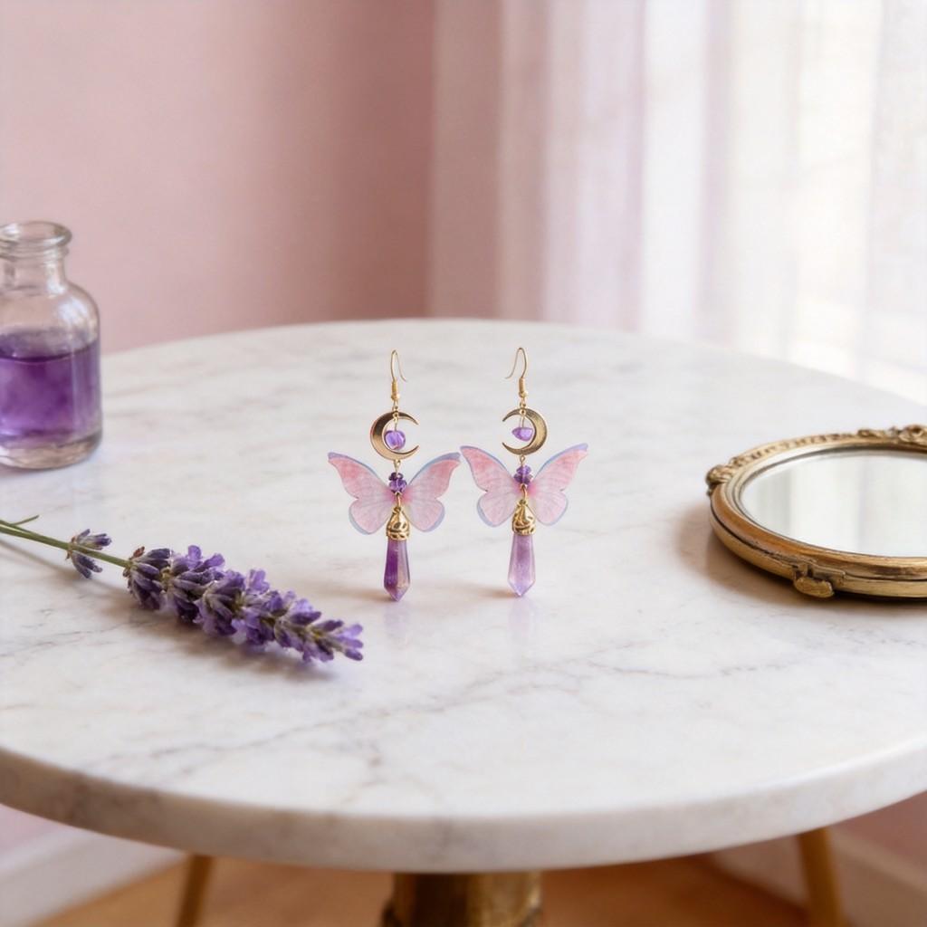 Butterfly Animal Theme Gold Plated Crystal Earrings Handcrafted For Women