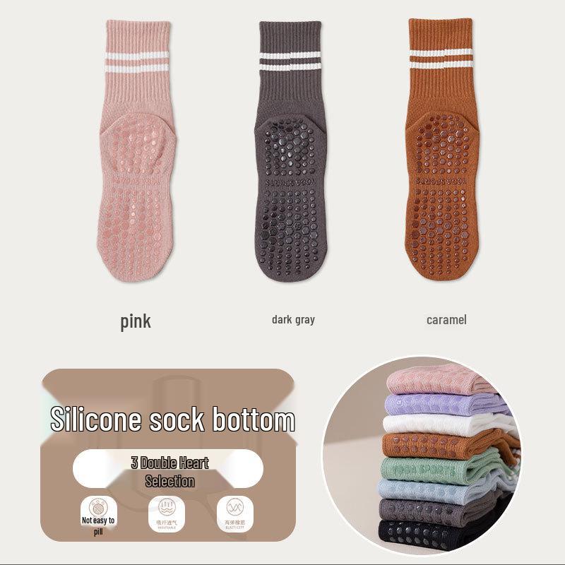 Non-Slip Silicone Yoga & Pilates Socks for Adults - Mid-Calf Length, Ideal for Indoor Sports, Dance, and Fitness Activities