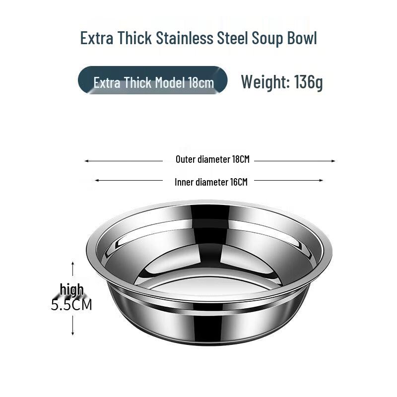 Qiwei Food-Grade 304 Stainless Steel Induction Cooker Bowl