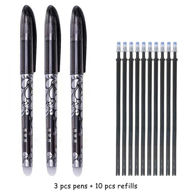 3-28 ks Smazatelná pera 0,5 mm Náplň Omyvatelná Rukojeť Modrý/Černý Inkoust Gelové Pero pro Školní Kancelářské Psací Potřeby
