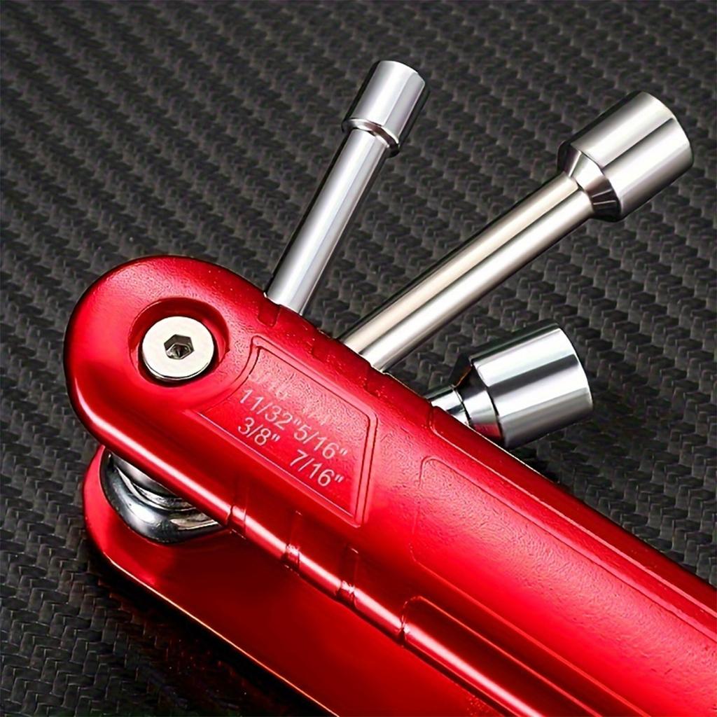 Multifunctional Metric / Imperial 6 in 1 Folding Nut Driver Set SAE, Portable Household Mini Folding Hexagon Socket Wrench