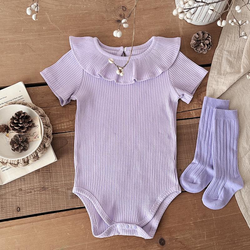 

2025 A-Type однотонный полосатый детский комбинезон для ползания - Ins Style 73cm