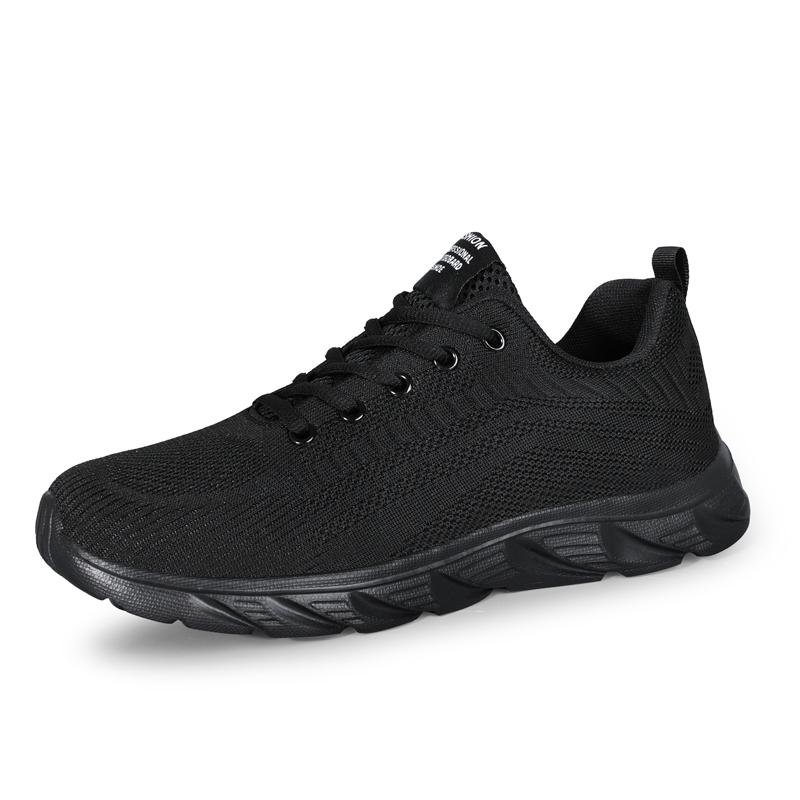 Herrsneakers Mesh Andningsbara Trendiga Snörning Lätta Svarta Promenadskor Stor Storlek Man Tenissko Zapatillas Hombre