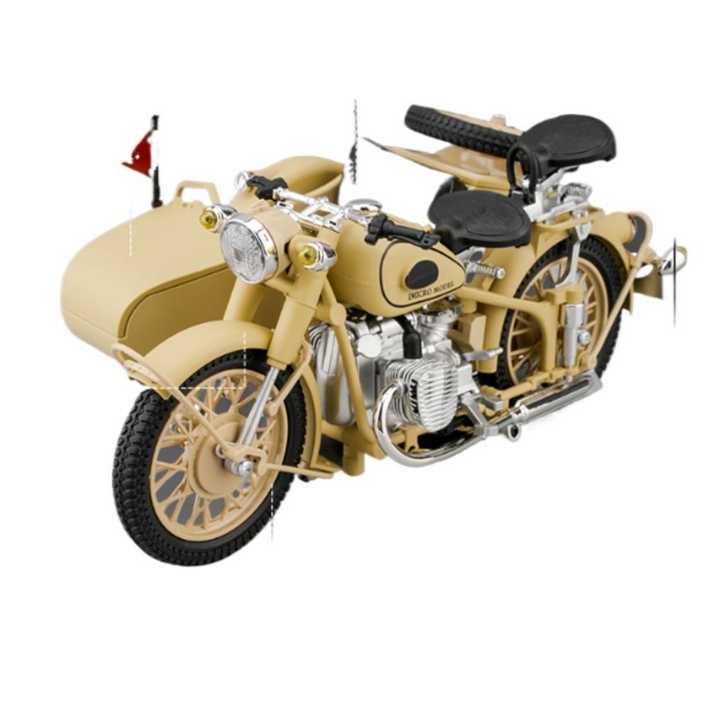 1/10 Ural M72 USSR Sidecar Motorcycle Alloy Metal Diecast Model Motorcycle Sound & Light Children's Toy Car Simulation Ornaments