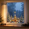 Festive Home Decorations Christmas Window Stickers, Winter Holiday Decorations, Art with Xmas Tree Decals Snowman Angel Patterns for Wall Door Office