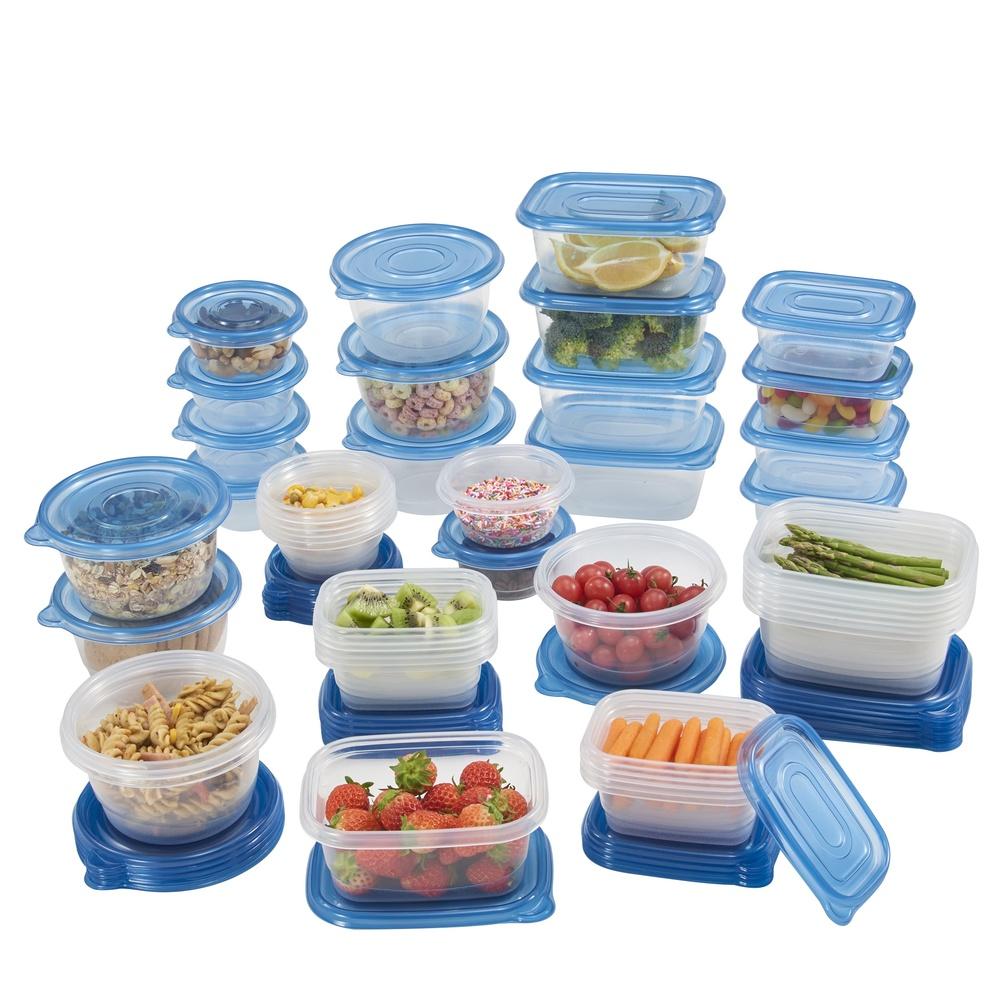 92PC Food Storage Containers Set Stackable Microwave Freezer Safe Lids Storage Organizers Translucent Plastic BPA Free Kitchen