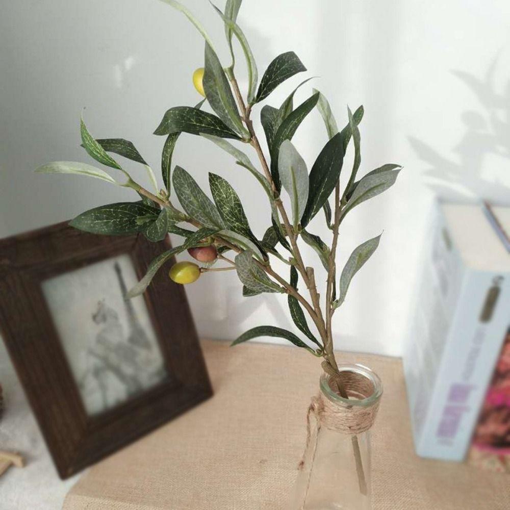 Plastic Artificial Olive Branch With Olive Fruit Fake Plant Decoration DIY Projects