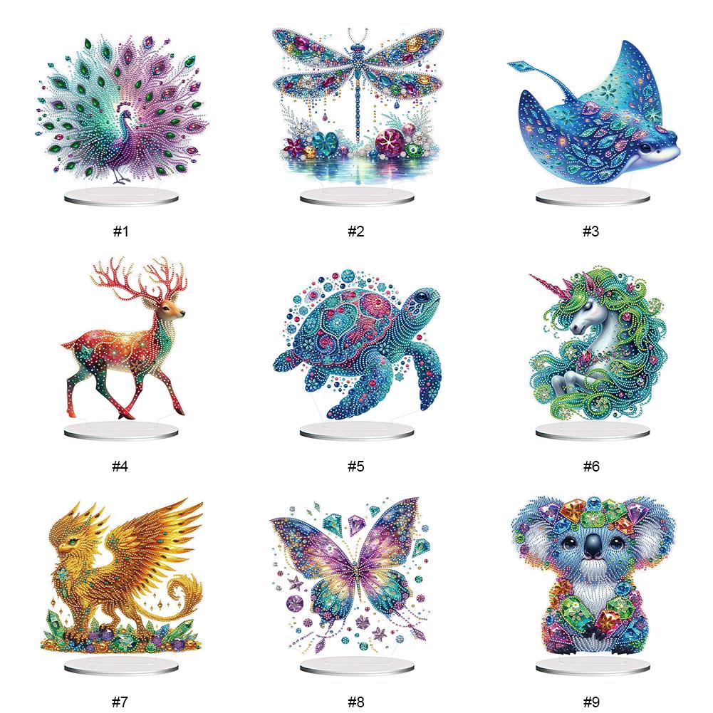 Acrylic Special Shape Peacock Diamond Painting Tabletop Ornaments Kit Diamond Painting Desktop Decorations for Home Office Decor