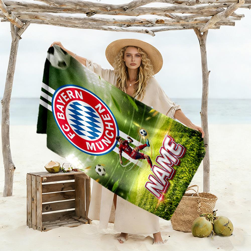Bayern Munich Soccer Match Customize Your Name Beach Towel High Absorbency & Quick-Dry Perfect for Traveling Yoga Camping and Swimming