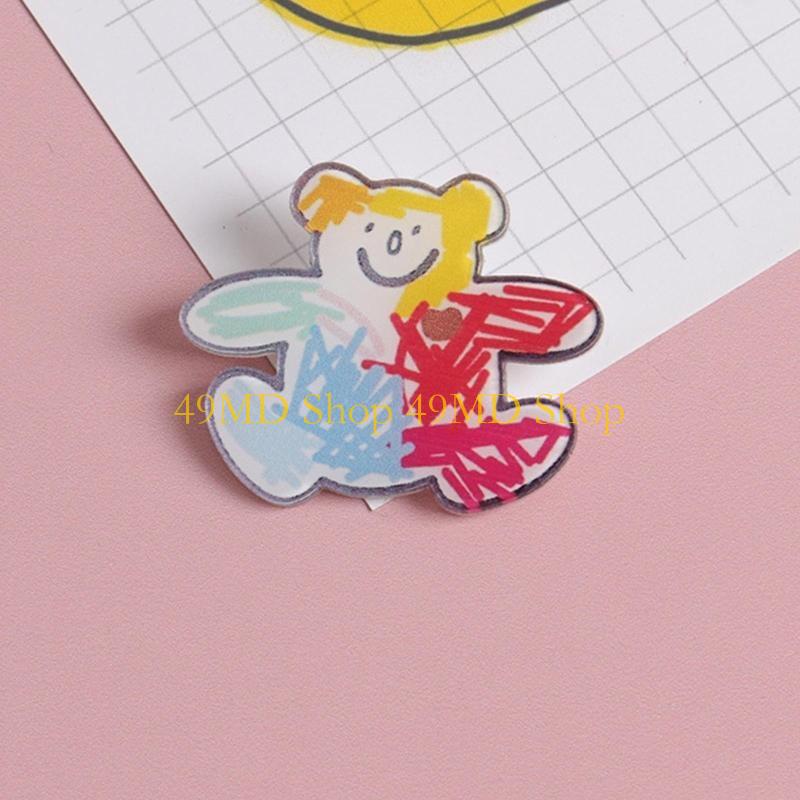 49MD Cartoon Pin Badge Lovely Acrylic Brooch Bag Decorations for Clothes Caps
