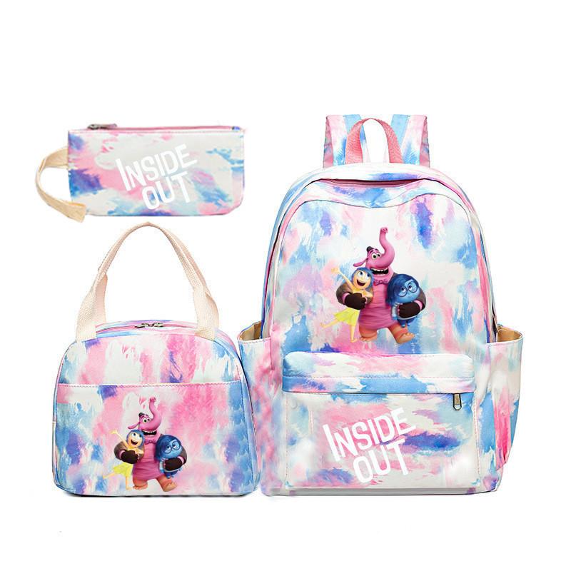 Ideout team gradual change color rainbow backpack boys and girls three-piece set