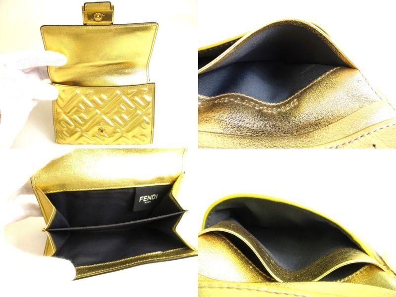 Authentic FENDI Zucca Gold Leather Bifold Wallet Conpact Wallet #9708  Refurbished