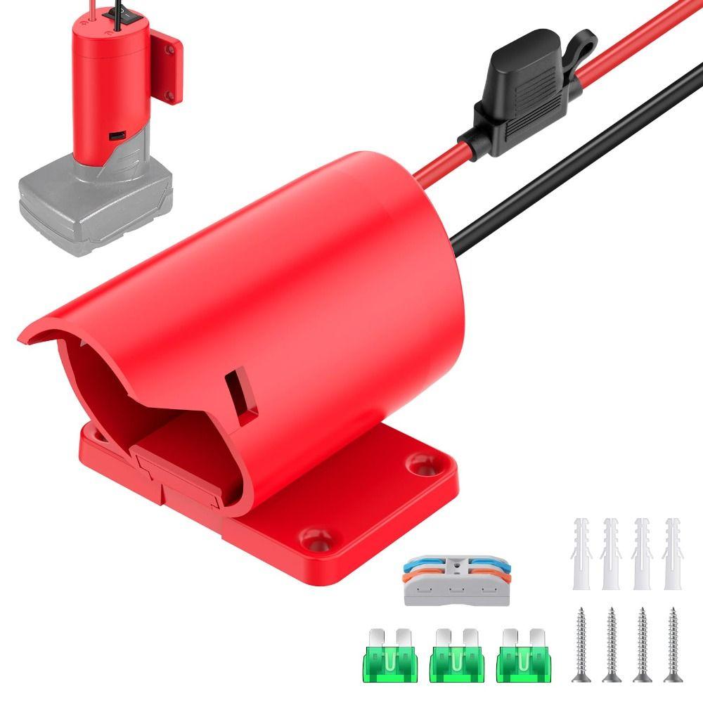 Fuse Battery Adapter 12AWG Wire Battery Conversion Kit Power Connector for Milwaukee M12 Robot