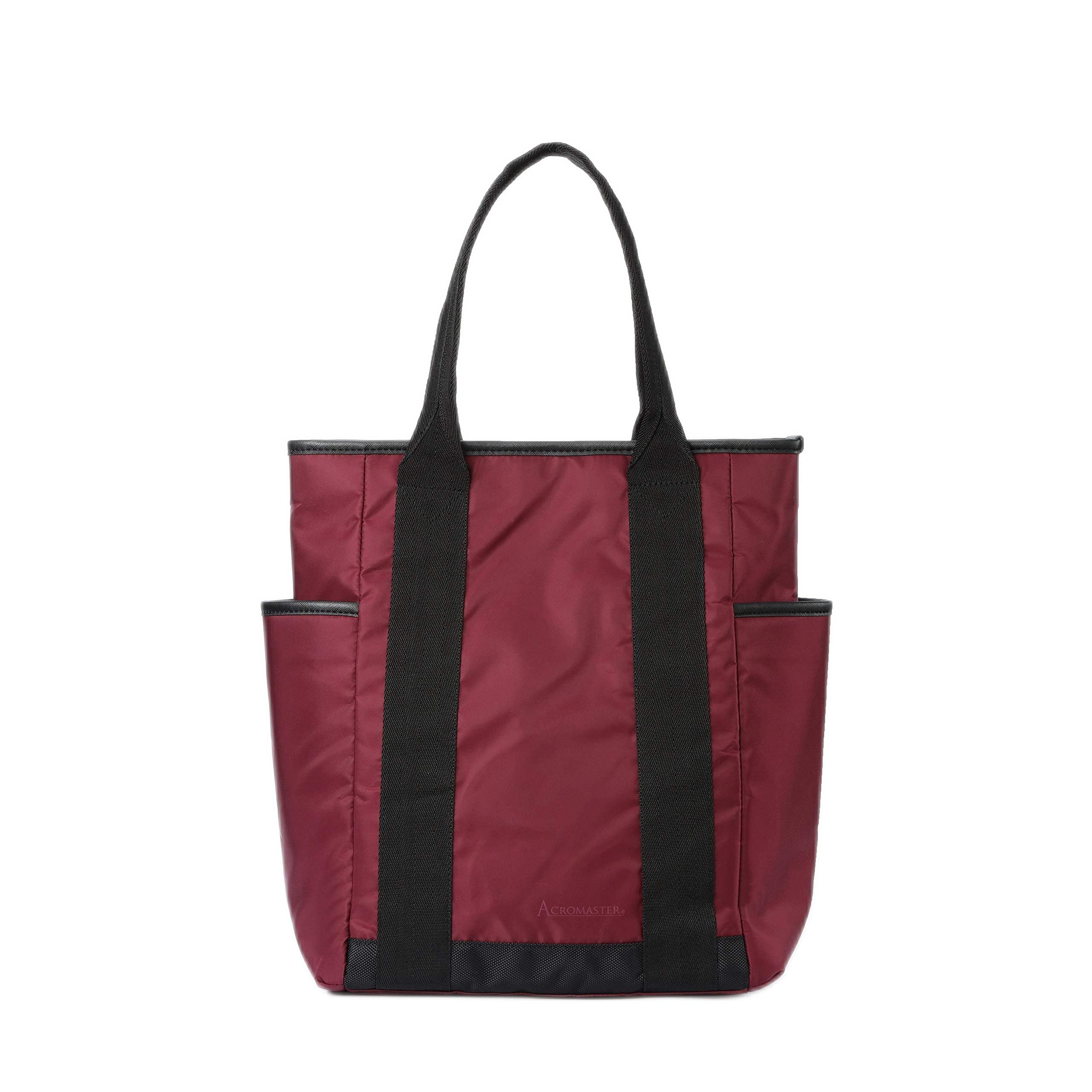 

ACROMASTER Tote Bag for Men and A4 Large Capacity with Women, Simple, Vertical, Water-Repellent, Lightweight, Size, Pockets, Shopping, Commuting, винний