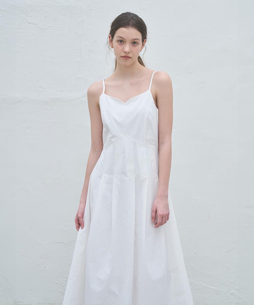 Bember Pleated Camisole Maxi Dress_White
