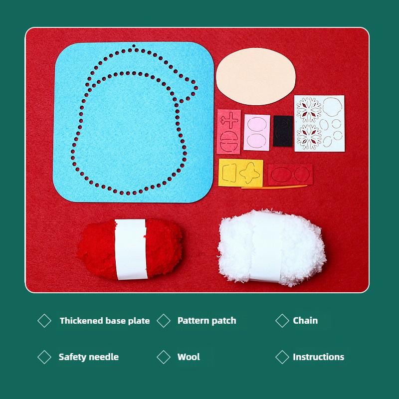 Christmas DIY Embroidery Sewing Kit Holiday Knitting Craft Set with Colorful Non Woven Fabric and Safe Needles for Handmade Gift