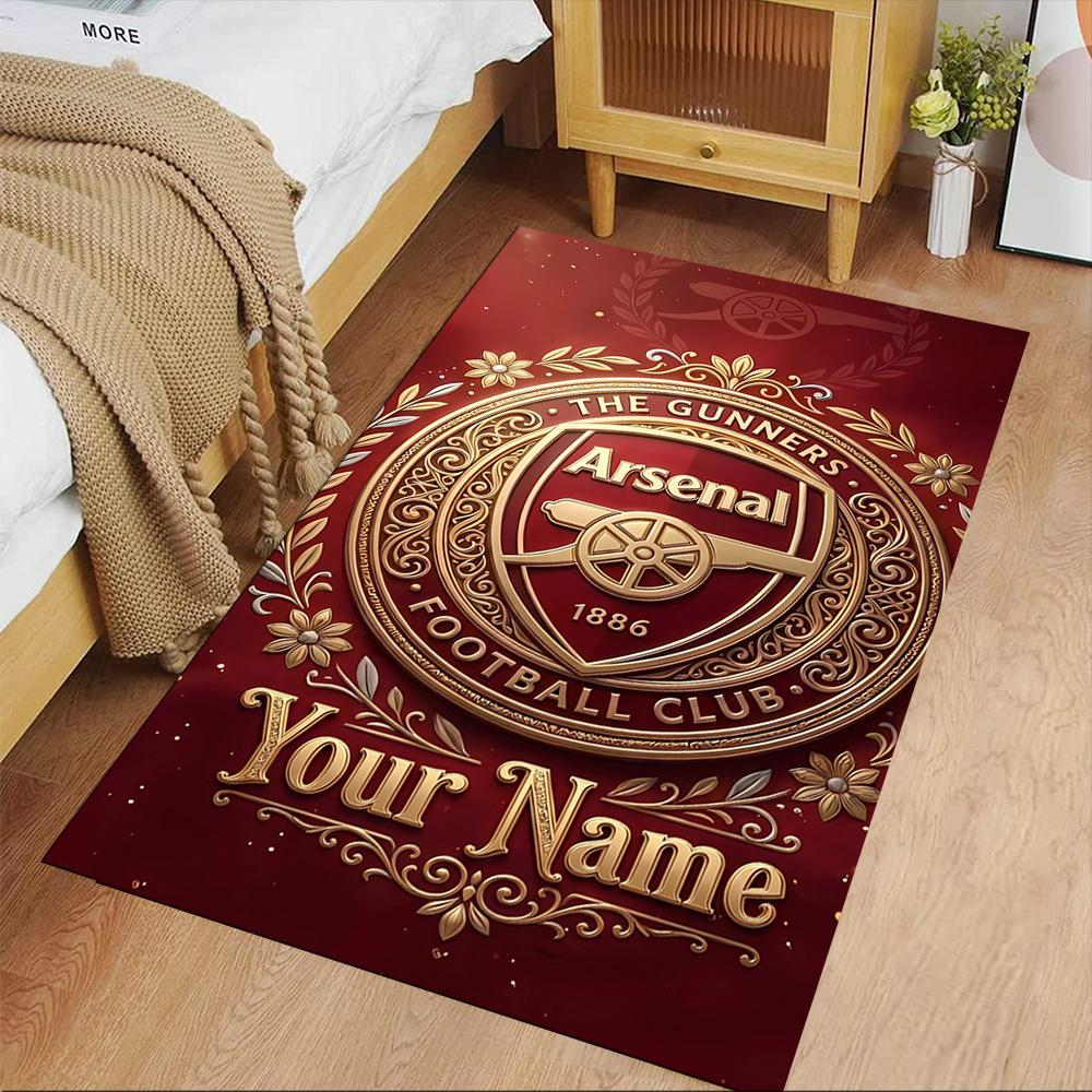 Arsenal F.c. Personalized Name Area Rug Perfect for Dormitory Dining Room Bedrooms Playrooms Antislip Carpet Decorate Offices