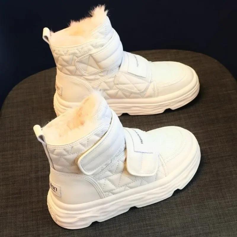 Winter Black Thick High Heel Ankle Boots Women Keep Warm Fashion Elegant Short Buckle Decoration Leather Boots