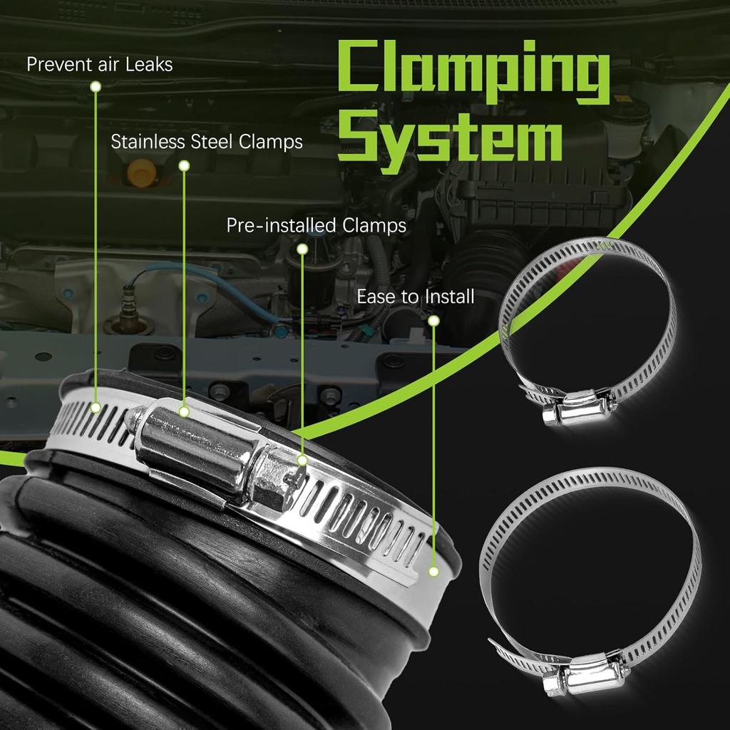 Engine Air Intake Hose Tube With Clamps Compatible With 2012-2015 Honda Civic 1.8L 2013-2015 Acura ILX 2.0L 2.4L Replaces Part #17225-R1A-A01