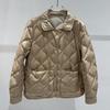 Womens Lightweight Reversible Duck Down Puffer Jacket With Stand Collar Quilted Short Coat Winter