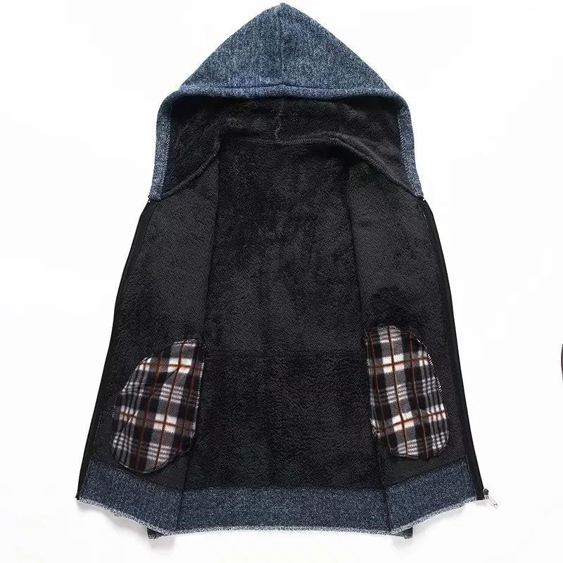 Pánský zimní kabát plus sametový zahušťovací móda pletený svetr kabát cardigan pro udržení tepla