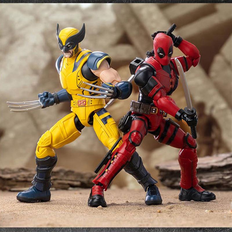 Deadpool & Wolverine Action Figure Joint Movable Collection Model Desktop Ornaments aAssembly Toys Festival Gif