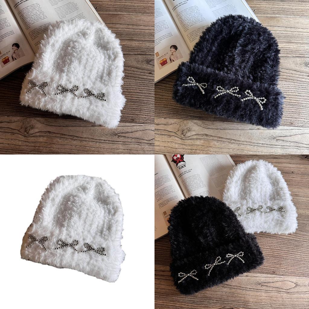 Knitted Winter Hat For Women With Plush Material And High Top Design For Cold Weather Comfort