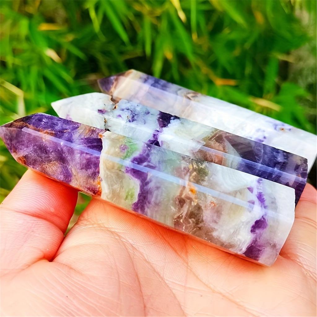 Colonne de Fluorine Fleur Violette en Cristal Naturel - Parfait Pour la Méditation Et la Thérapie, Décoration de Maison