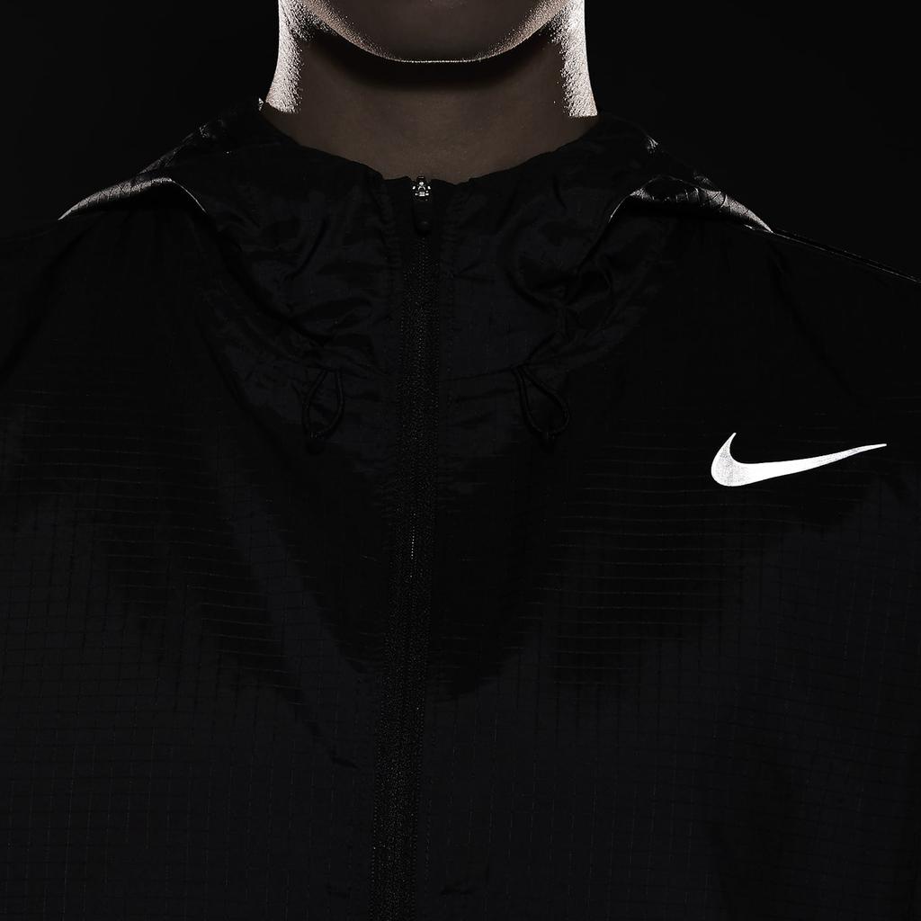 Nike Essential Flash Logo Reflective Casual Running Hooded Jacket Women Jackets Black CU3354-010