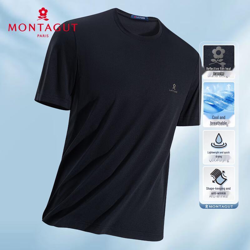 MONTAGUT Men s Summer Round Neck Short Sleeve T-Shirt M